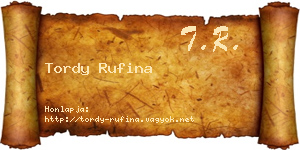 Tordy Rufina névjegykártya